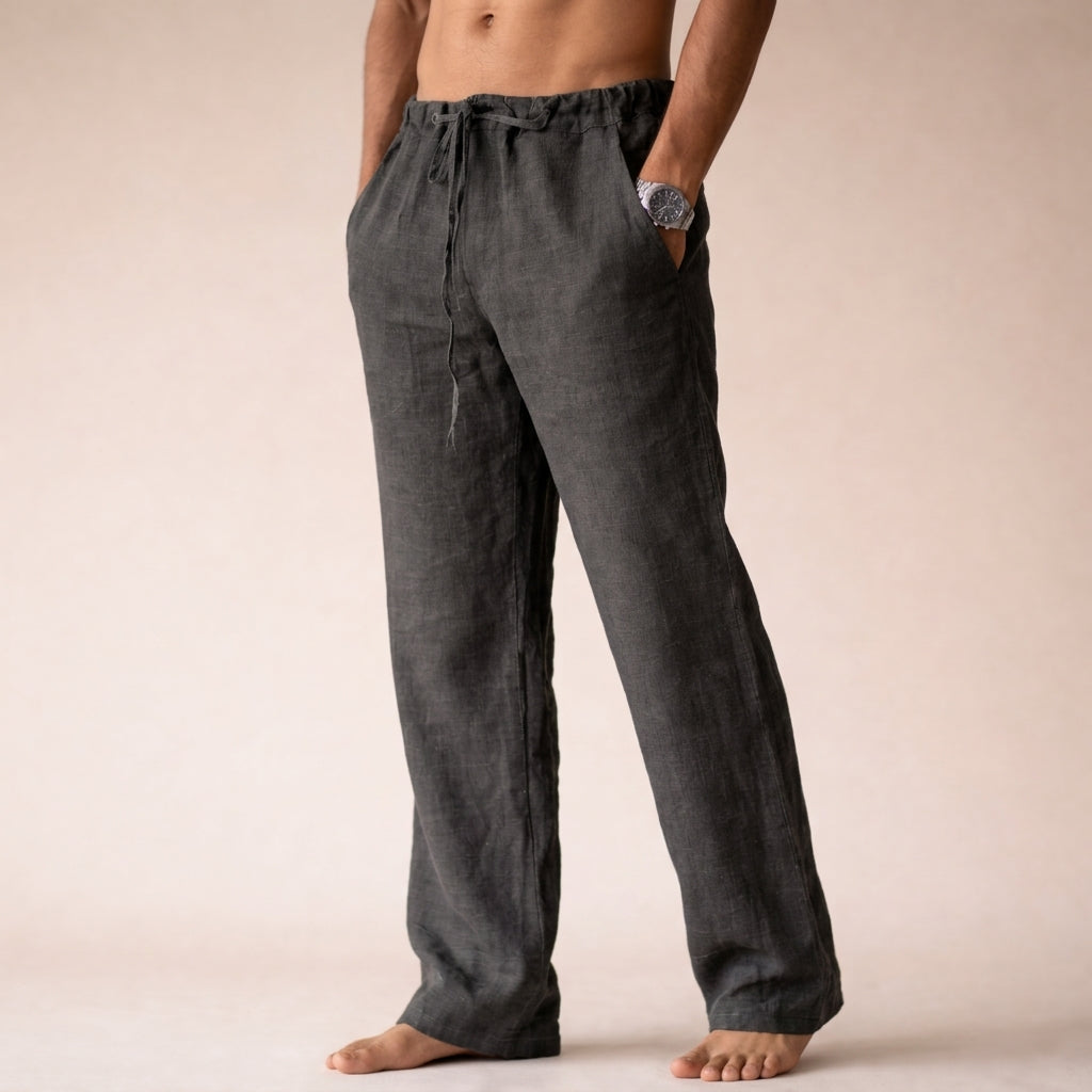 Riviera relaxed drawstring trousers in dark gray