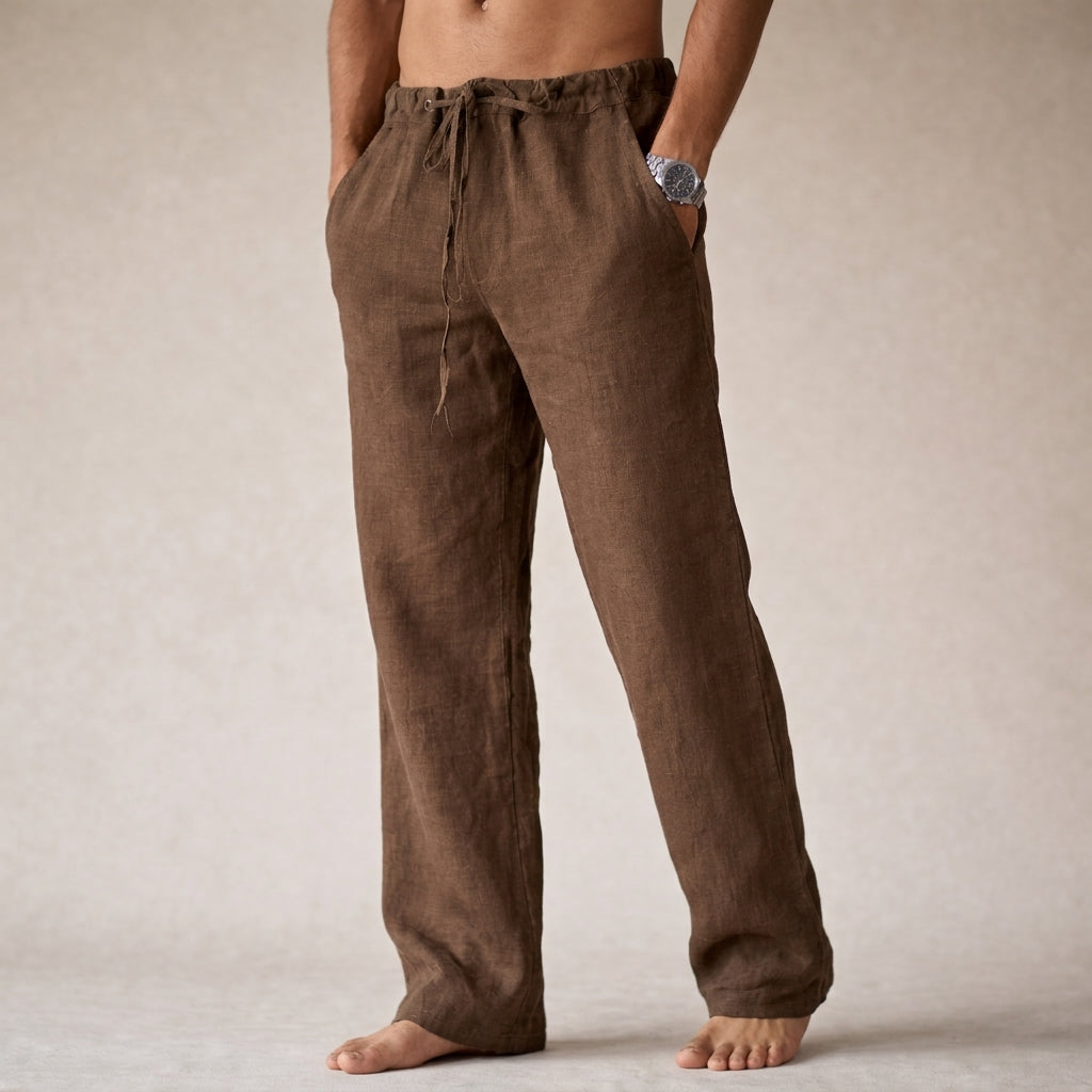 Riviera relaxed drawstring trousers in brown
